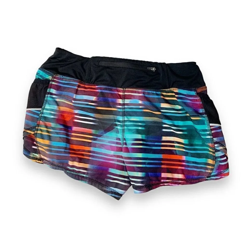 Athleta Laser Beam Ready Set Go Running Shorts Multicolor Stripe Women’s Size- S